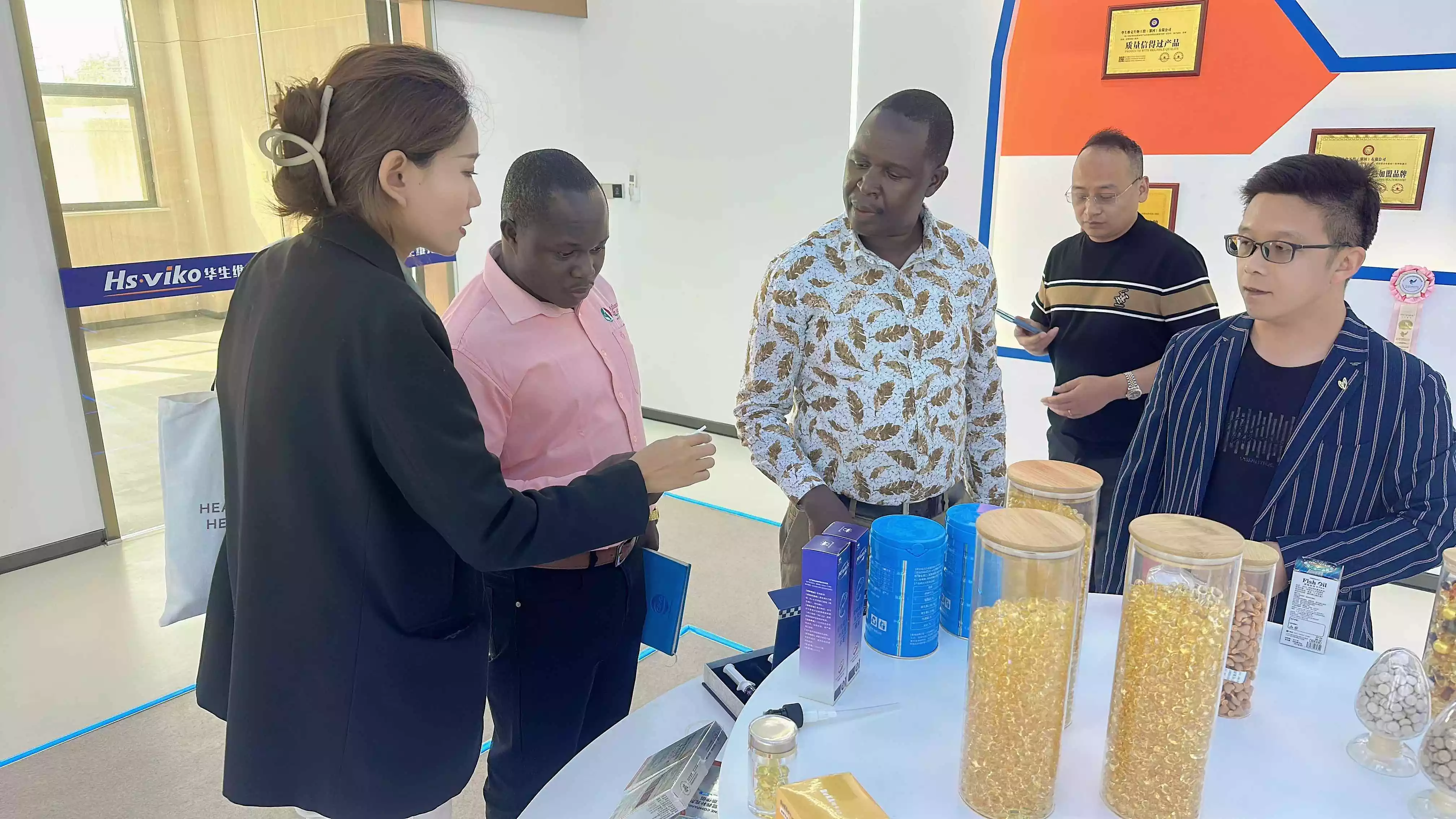 biologist dr. geoffrey and kenyan business leader mr. nicky visit hsviko luohe factory